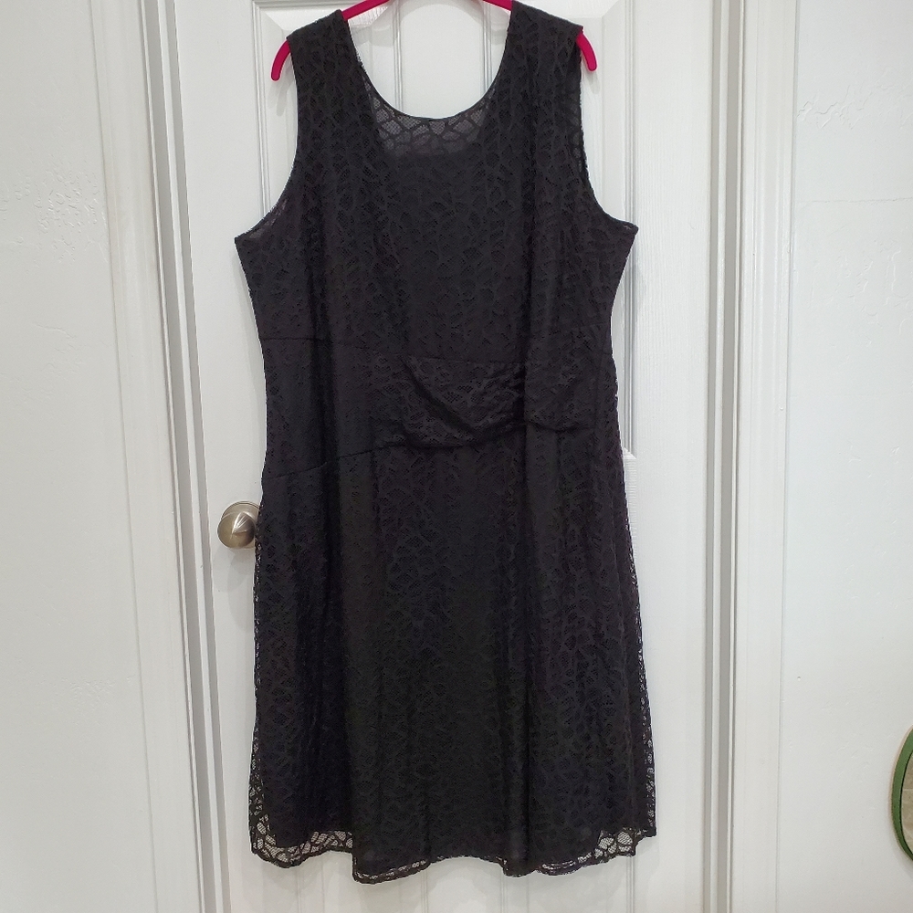 ROAMANS Black Stretch Lace Sleeveless Dress Womens Plus Size 24W
